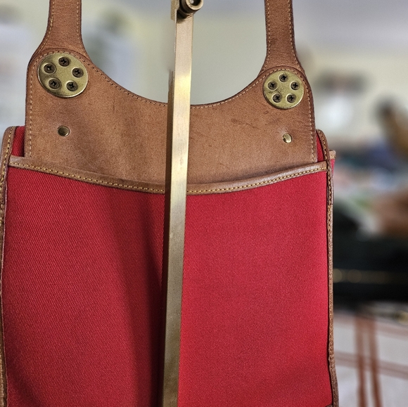 Dooney and Bourke red canvas shoulder - Picture 5 of 12